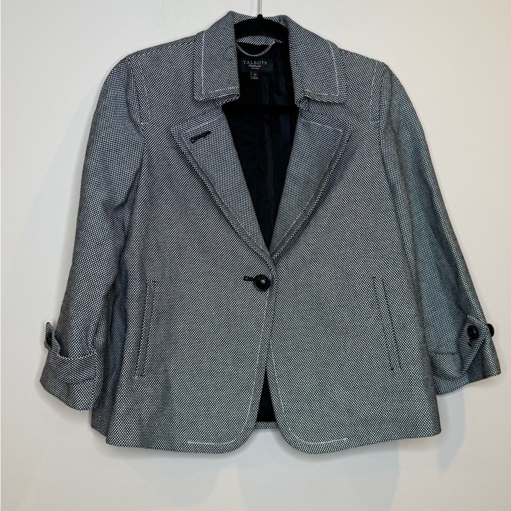 🔥Talbots Black and White Women's Petite Blazer Sz 6 Like New🔥